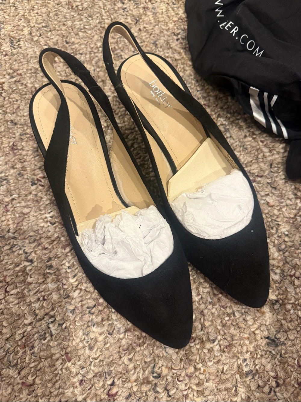 Botkier Black Pointed Slingback Flats